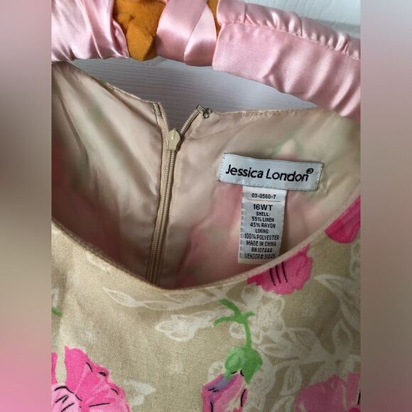 Jessica London Dress Cottagecore Floral 16WT Plus Sz Midi Linen Blend - Picture 5 of 9